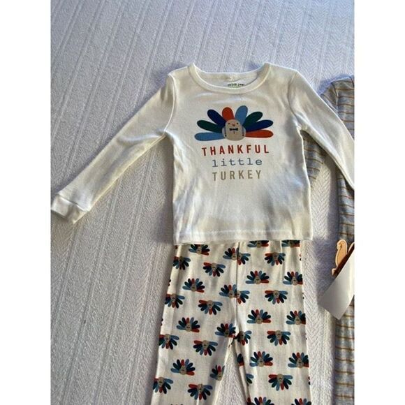 CHICK PEA Boys 2T 4-Piece “THANKFUL LITTLE TURKEY” Pajama Set - Picture 2 of 4